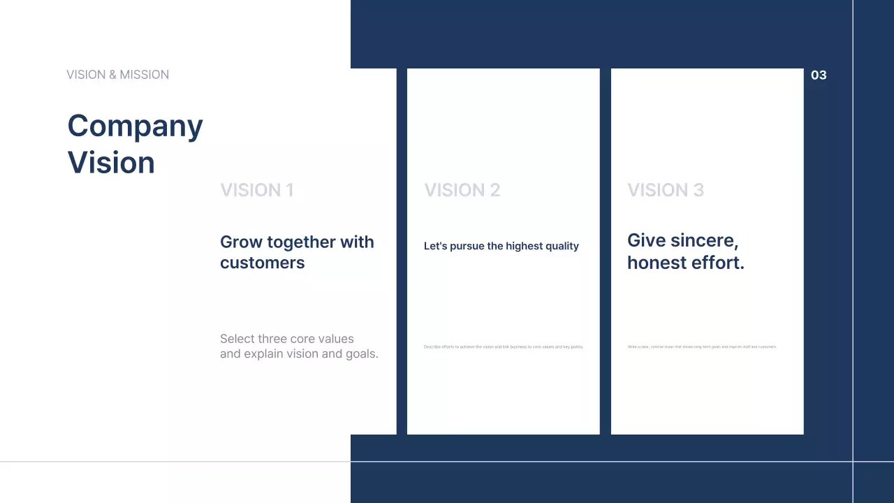 Navy blue neat company introduction text