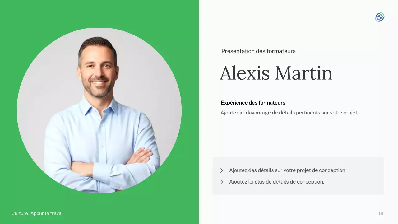 Présentation du cours d'IA simple vert et bleu