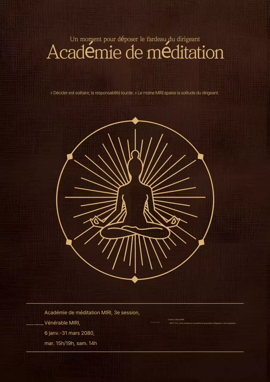 Publicité pour la formation à la méditation traditionnelle de Brown