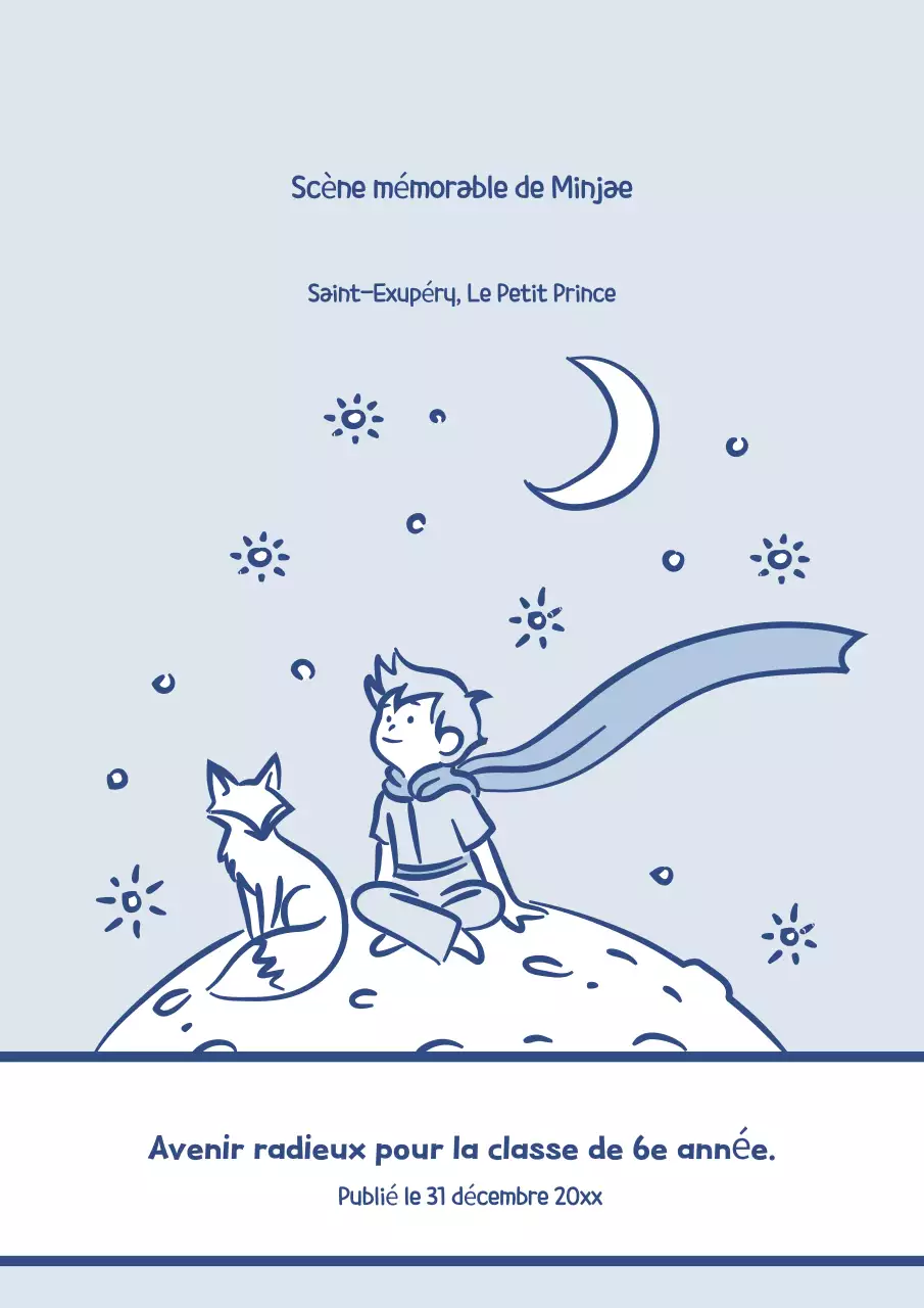 Anthologie de l'école d'illustrations simples bleu ciel