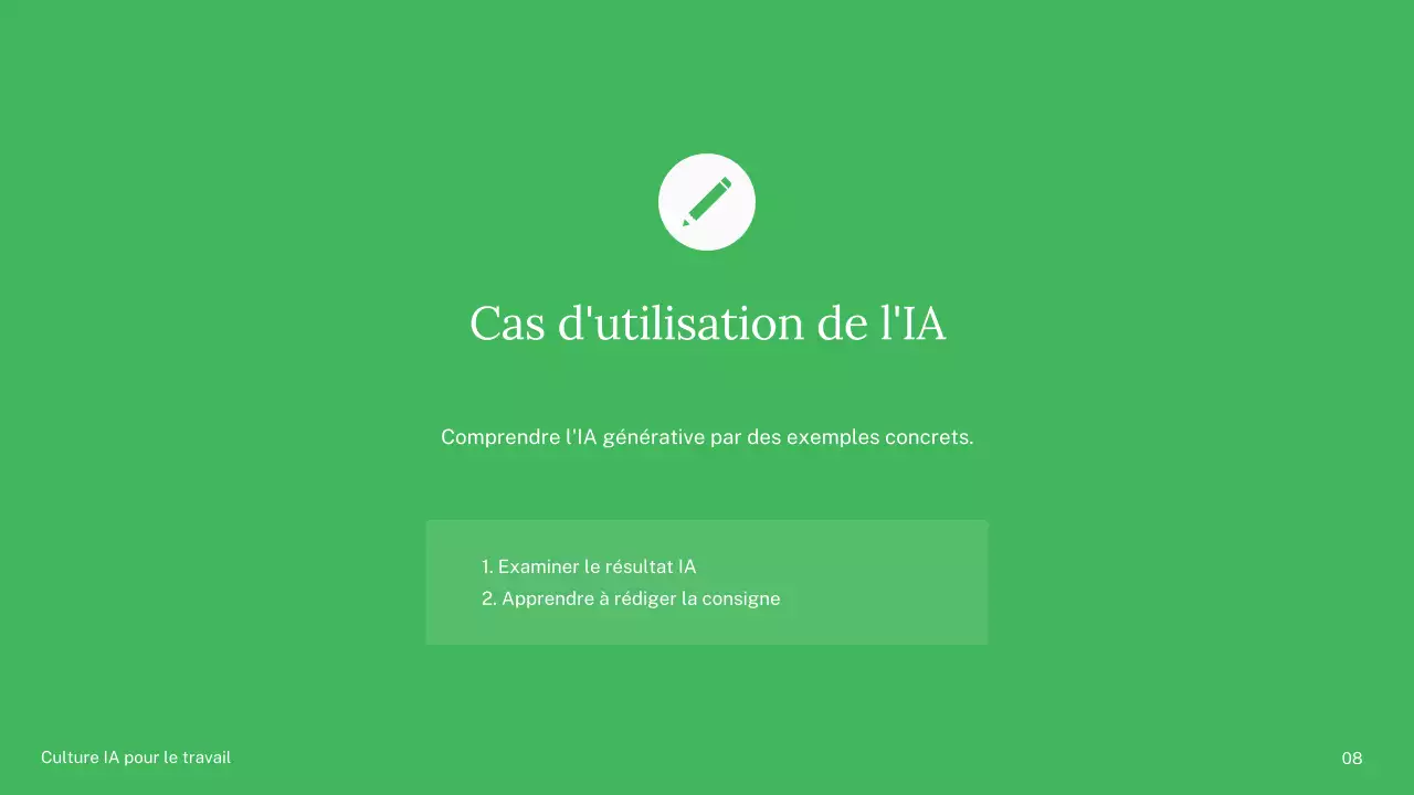 Présentation du cours d'IA simple vert et bleu