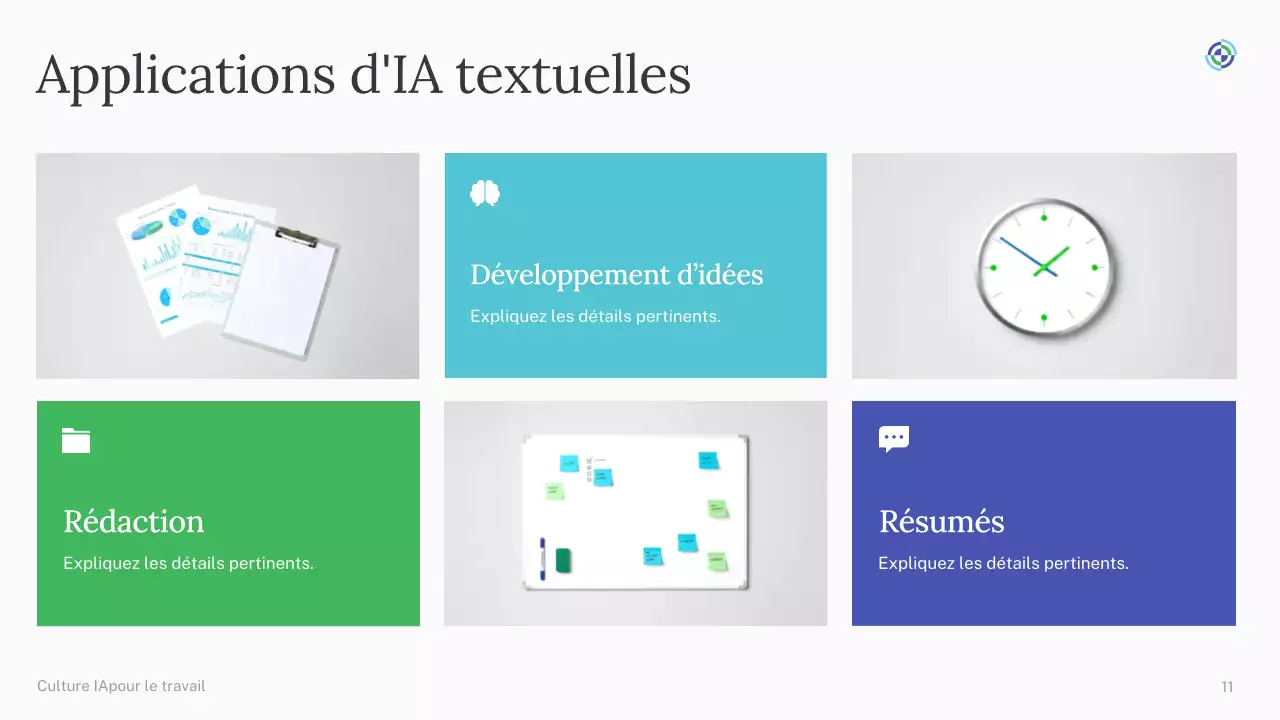 Présentation du cours d'IA simple vert et bleu