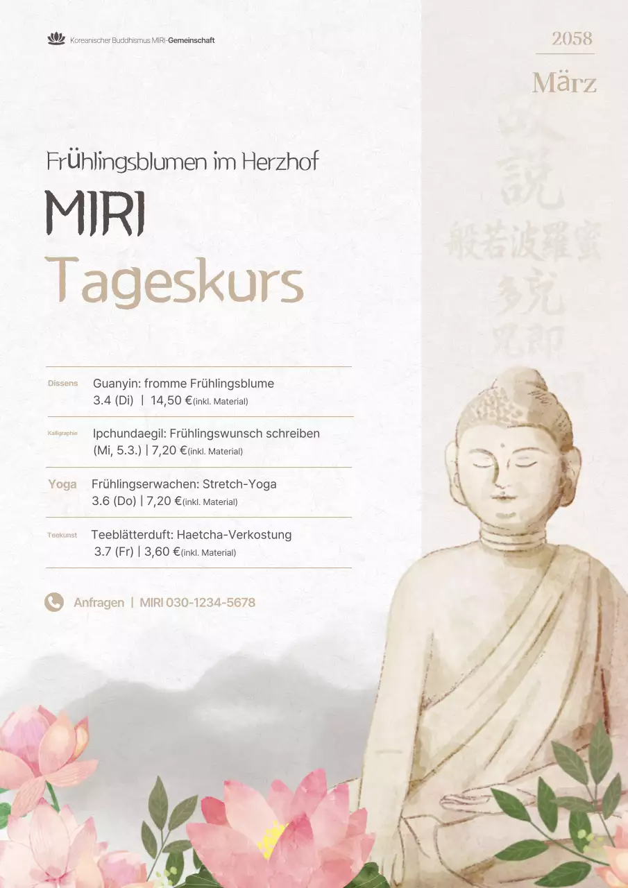 Beige Traditioneller buddhistischer Klassenführer