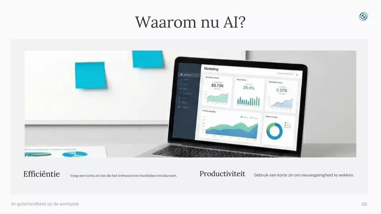 Groene en blauwe eenvoudige AI-cursuspresentatie