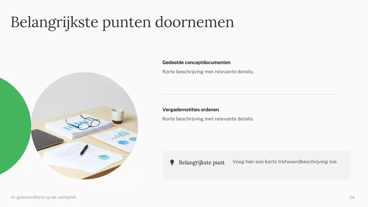 Groene en blauwe eenvoudige AI-cursuspresentatie