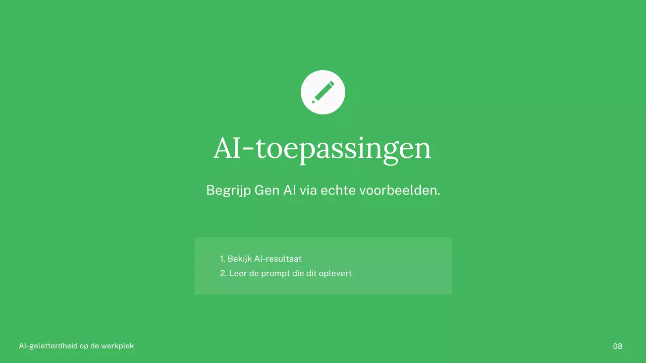 Groene en blauwe eenvoudige AI-cursuspresentatie