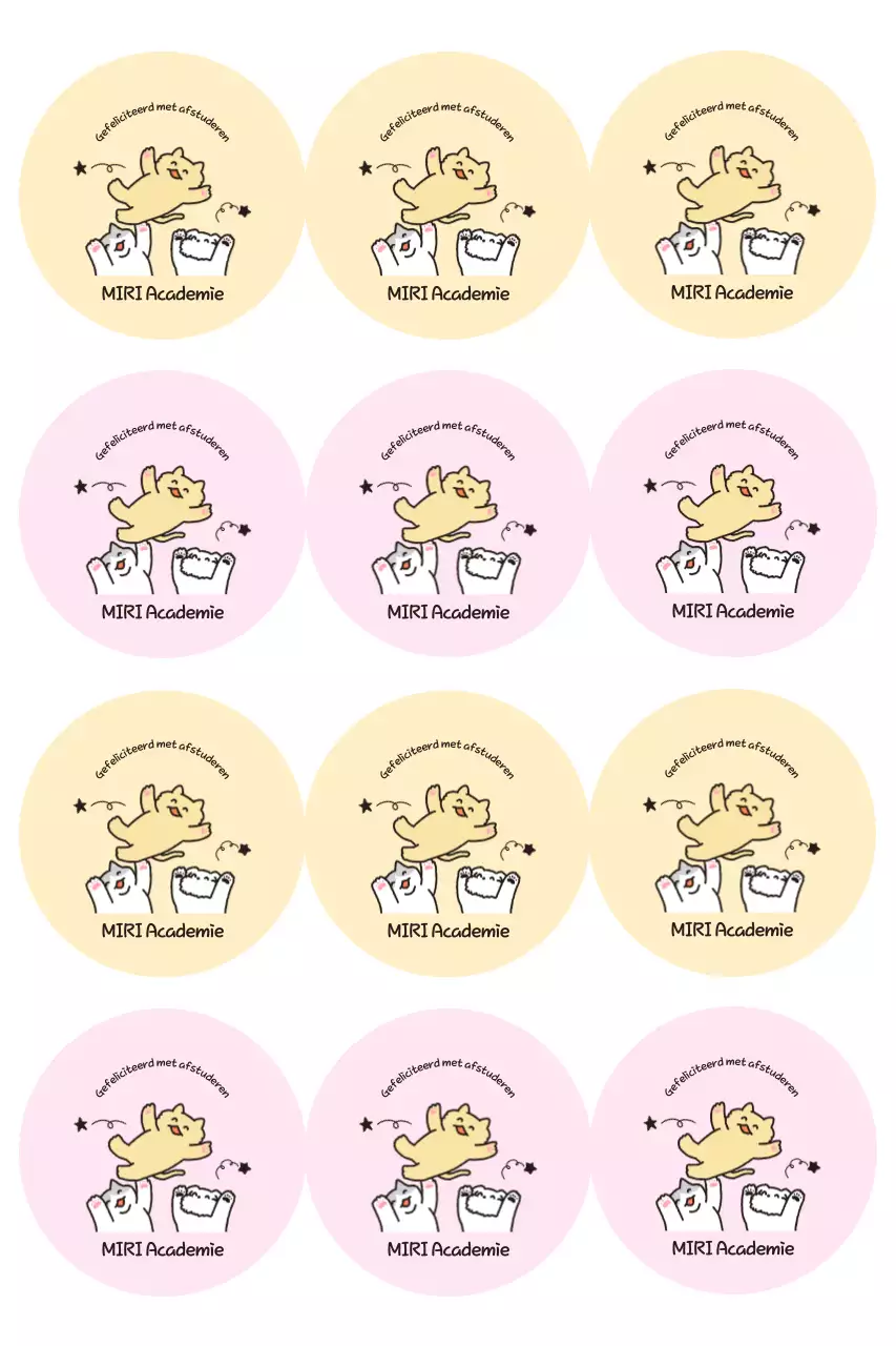 Beige schattige afstudeerstickers