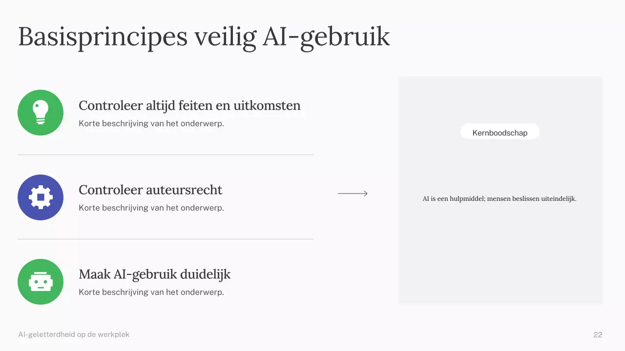 Groene en blauwe eenvoudige AI-cursuspresentatie