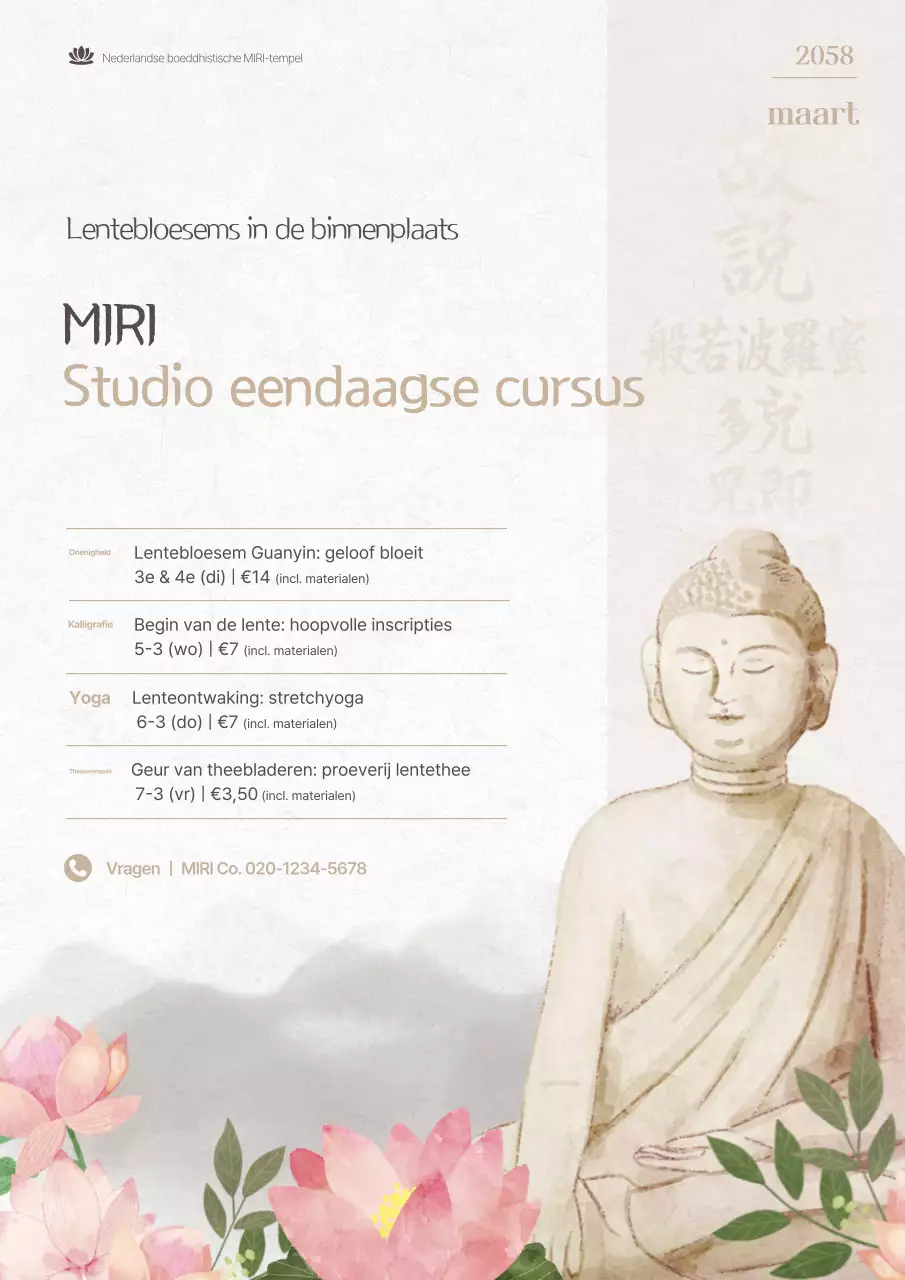 Beige Traditionele Boeddhistische Lesgids