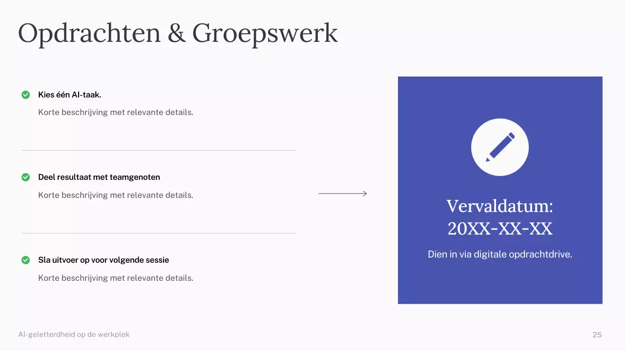 Groene en blauwe eenvoudige AI-cursuspresentatie