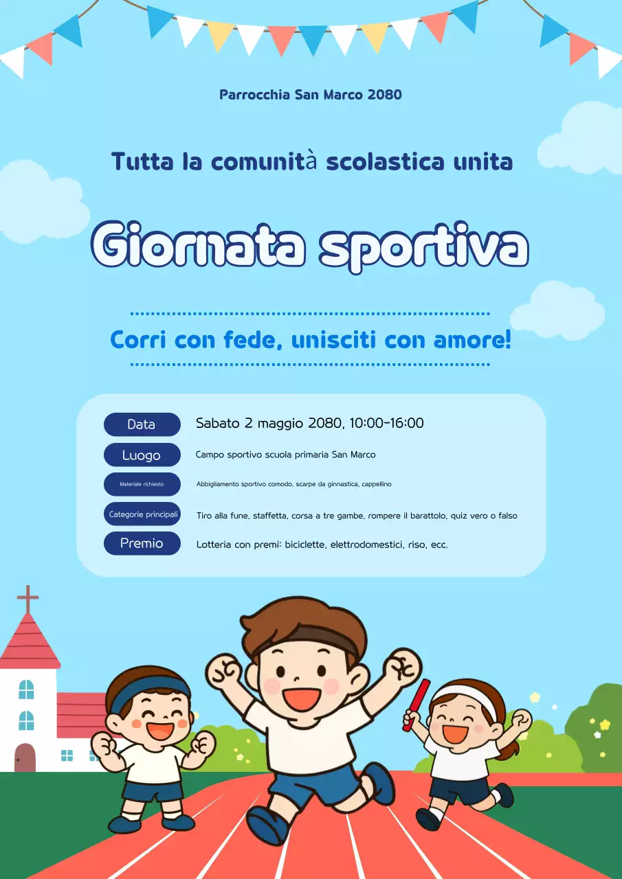 Evento del festival sportivo carino blu cielo