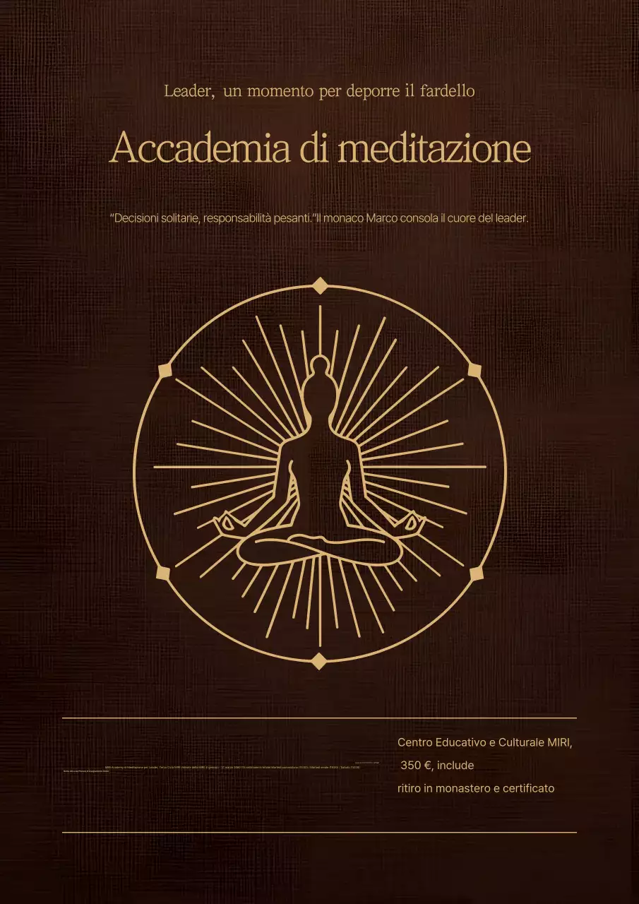 Pubblicità sulla formazione sulla meditazione tradizionale Brown