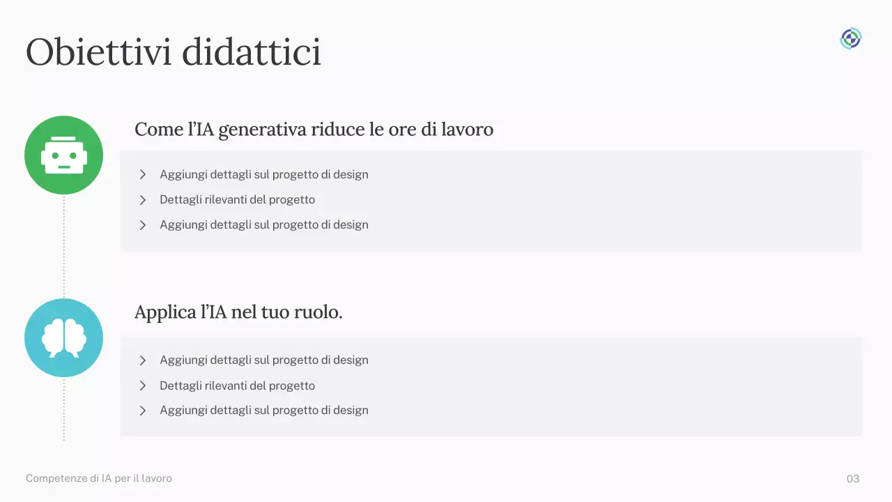 Presentazione del corso di intelligenza artificiale semplice verde e blu