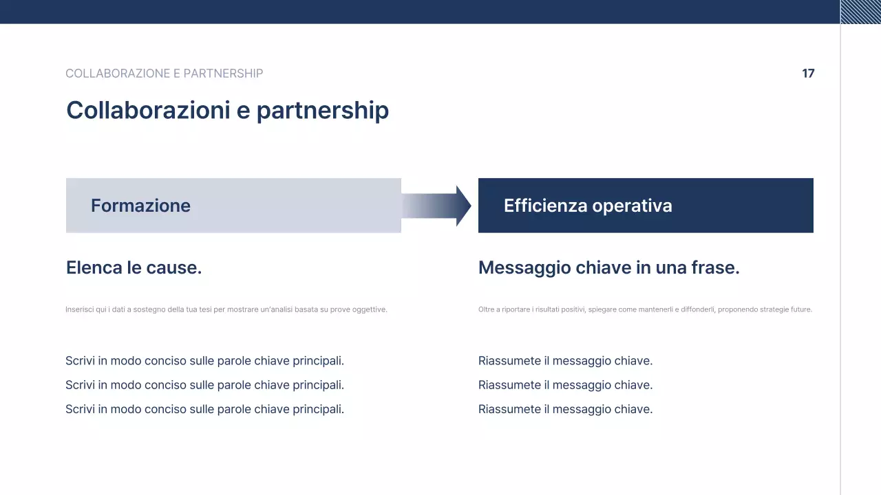 Testo di presentazione aziendale blu navy