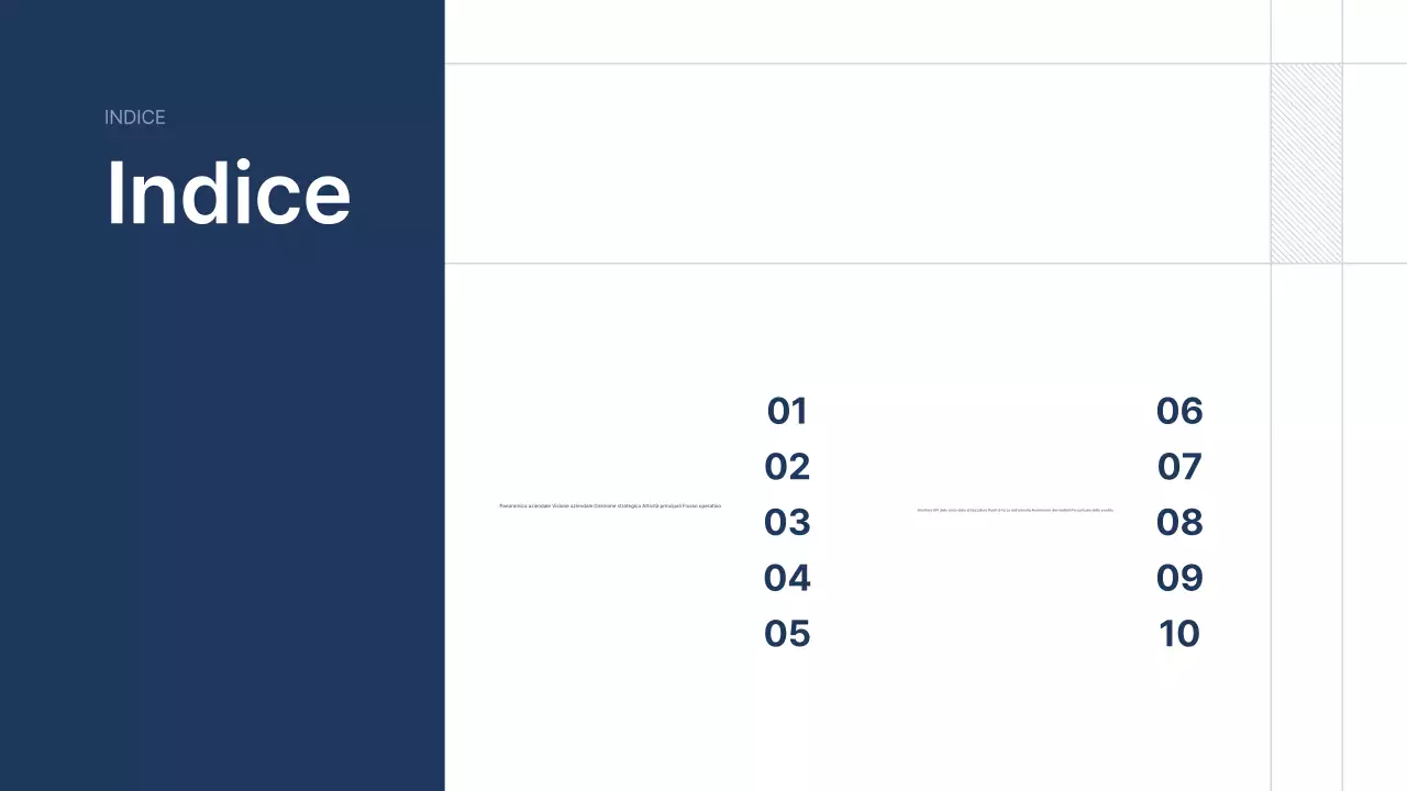 Testo di presentazione aziendale blu navy