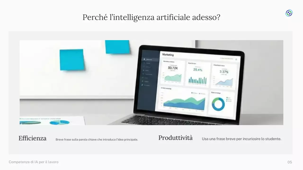 Presentazione del corso di intelligenza artificiale semplice verde e blu