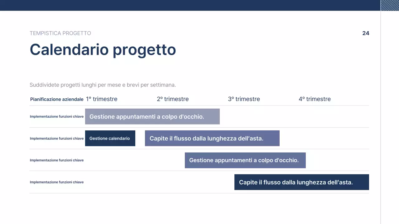 Testo di presentazione aziendale blu navy
