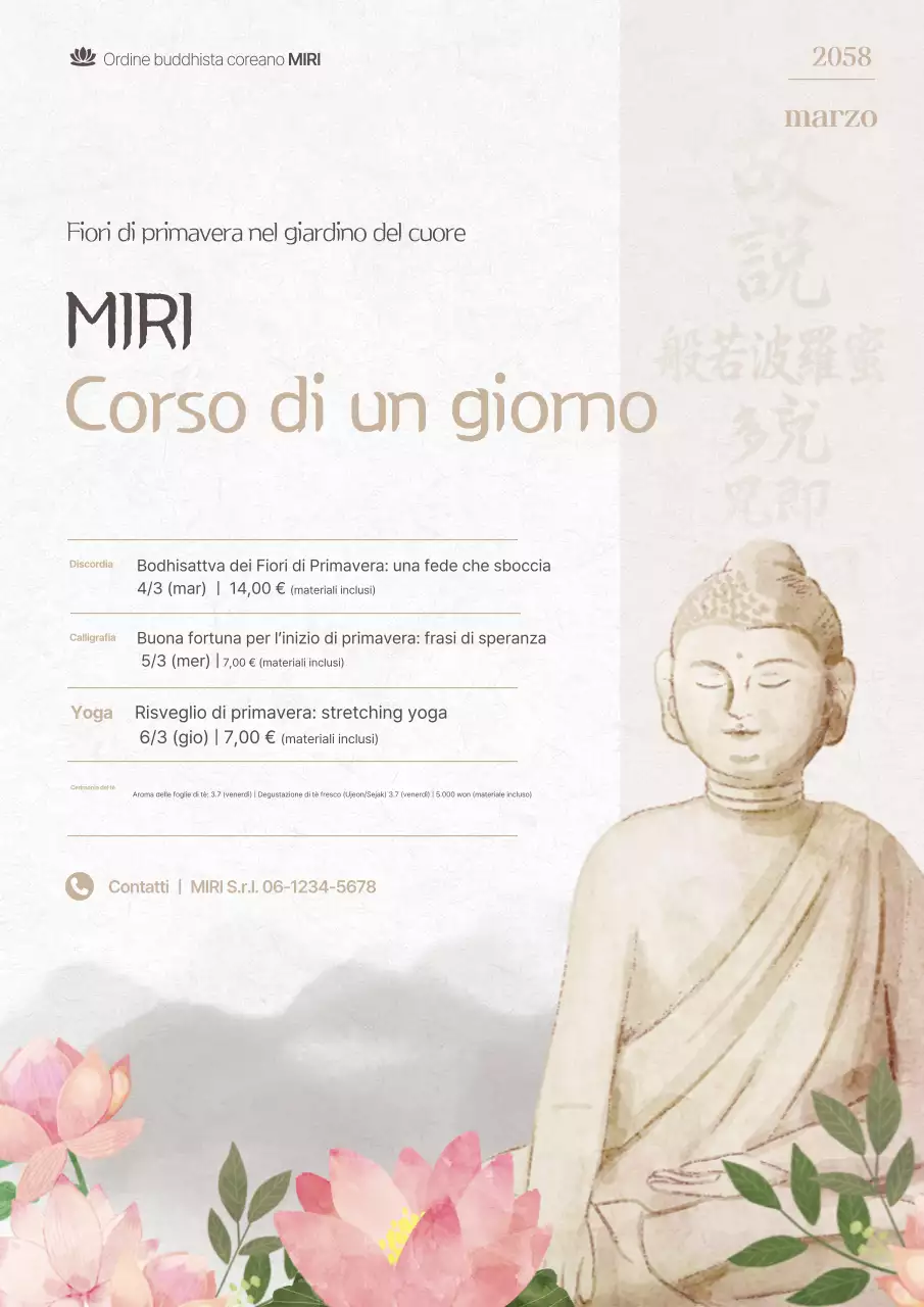 Guida alle lezioni buddiste tradizionali beige