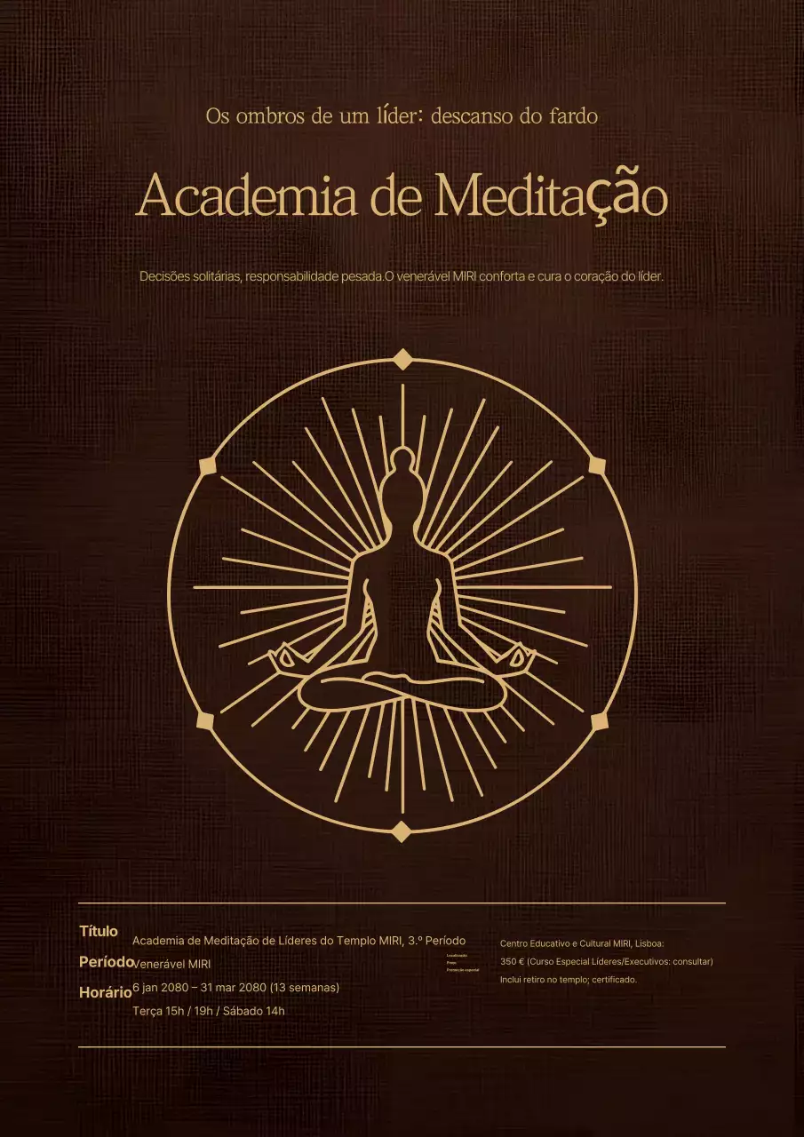 Anúncio do Treinamento de Meditação Tradicional Brown