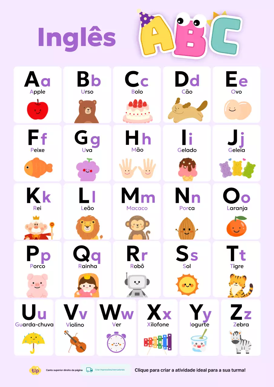 Materiais de ensino de inglês fofos da Yeonbora