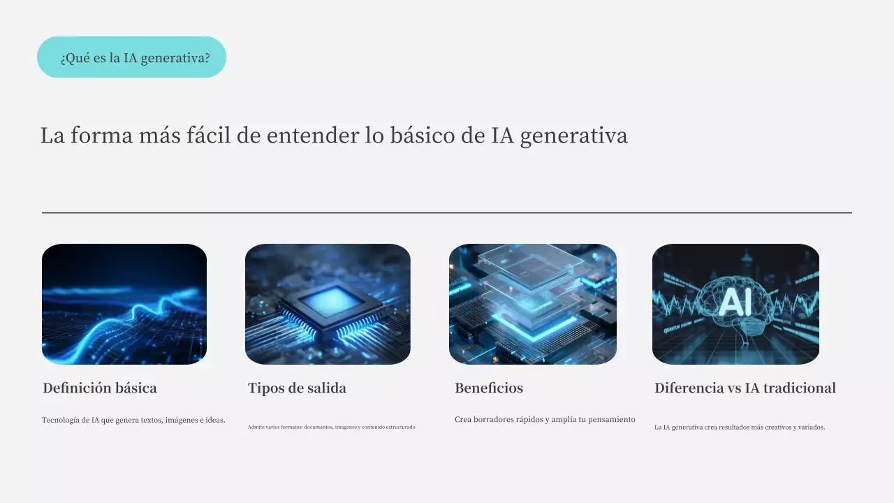 Presentación del curso de IA moderna en color verde azulado