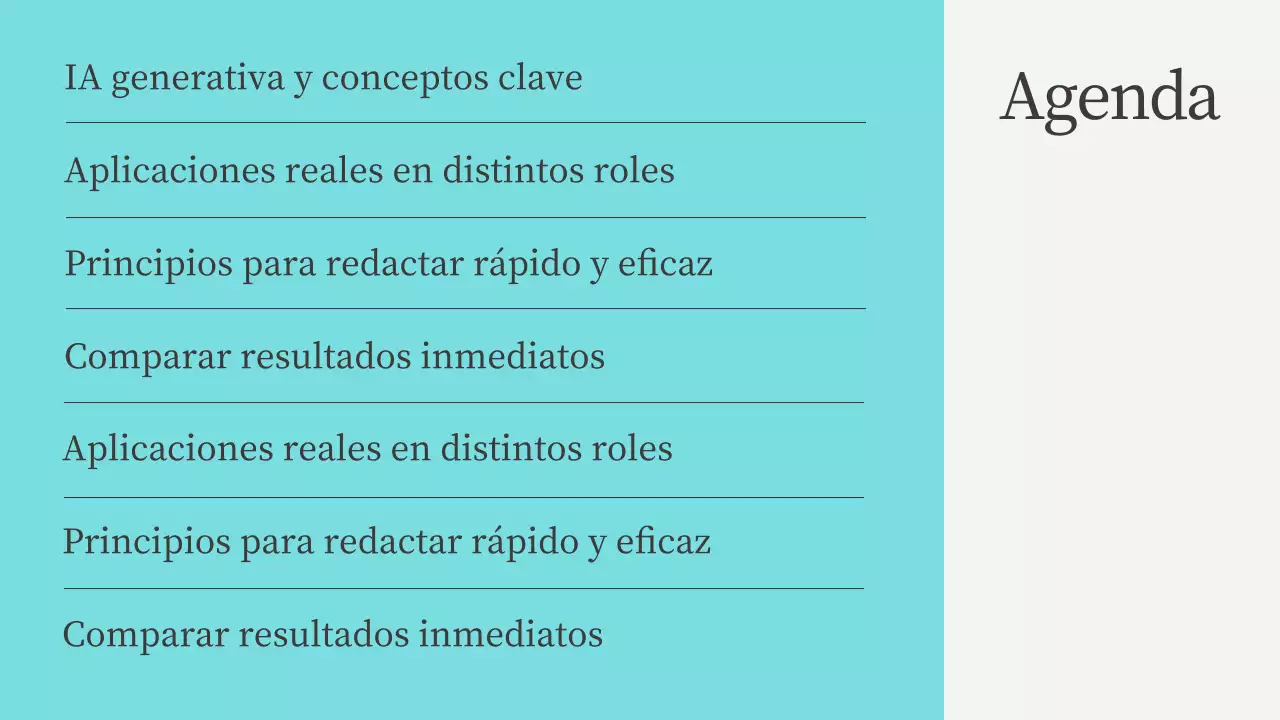 Presentación del curso de IA moderna en color verde azulado