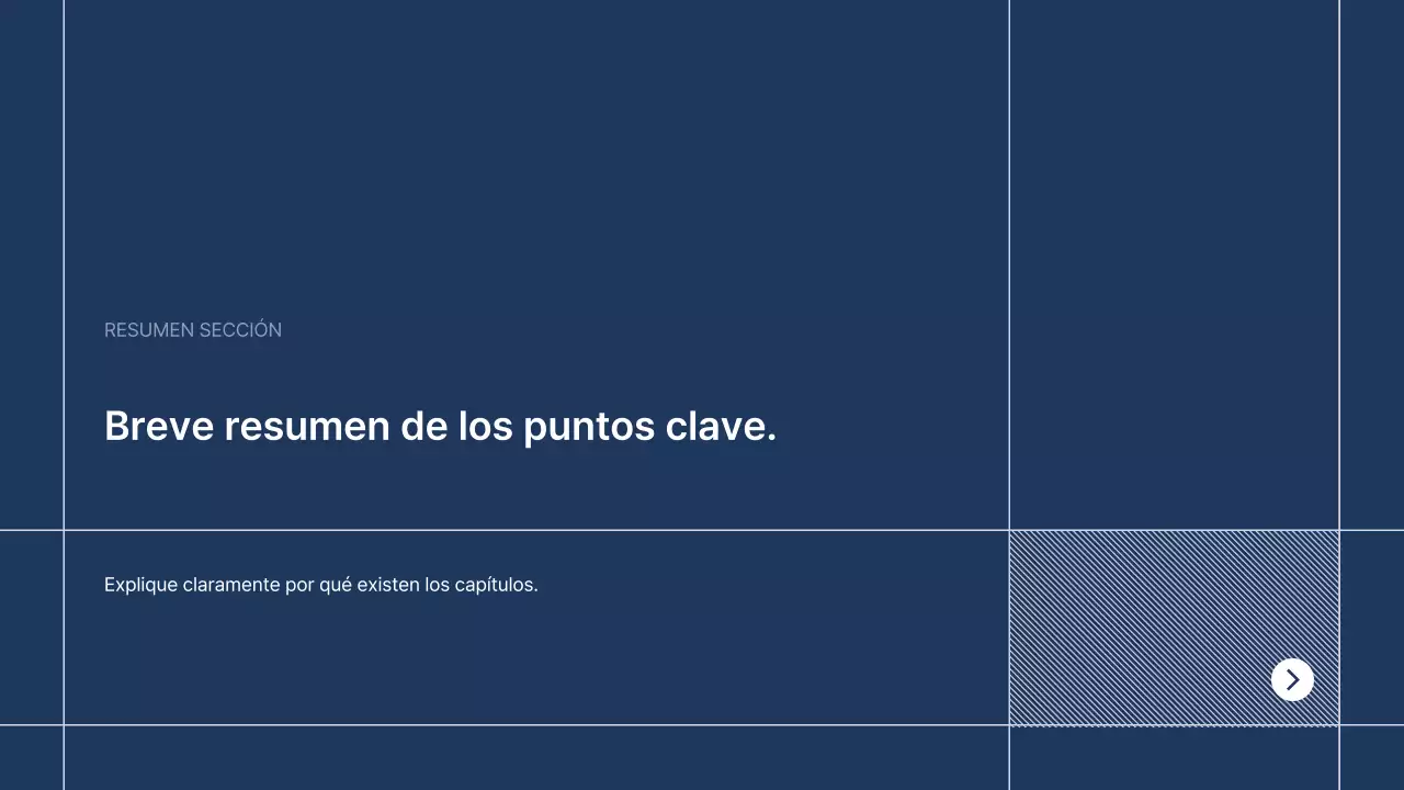 Texto de presentación de empresa ordenado en azul marino