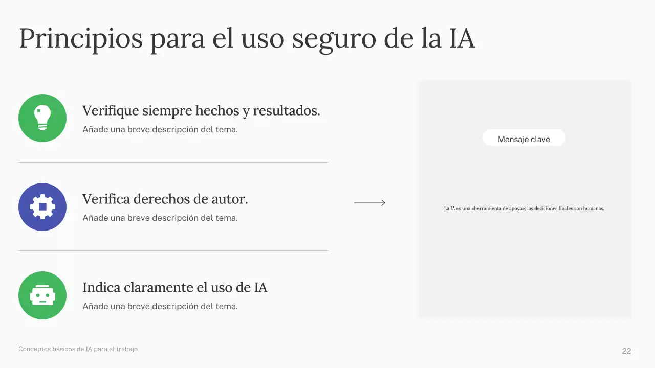 Presentación del curso de IA simple de Green and Blue