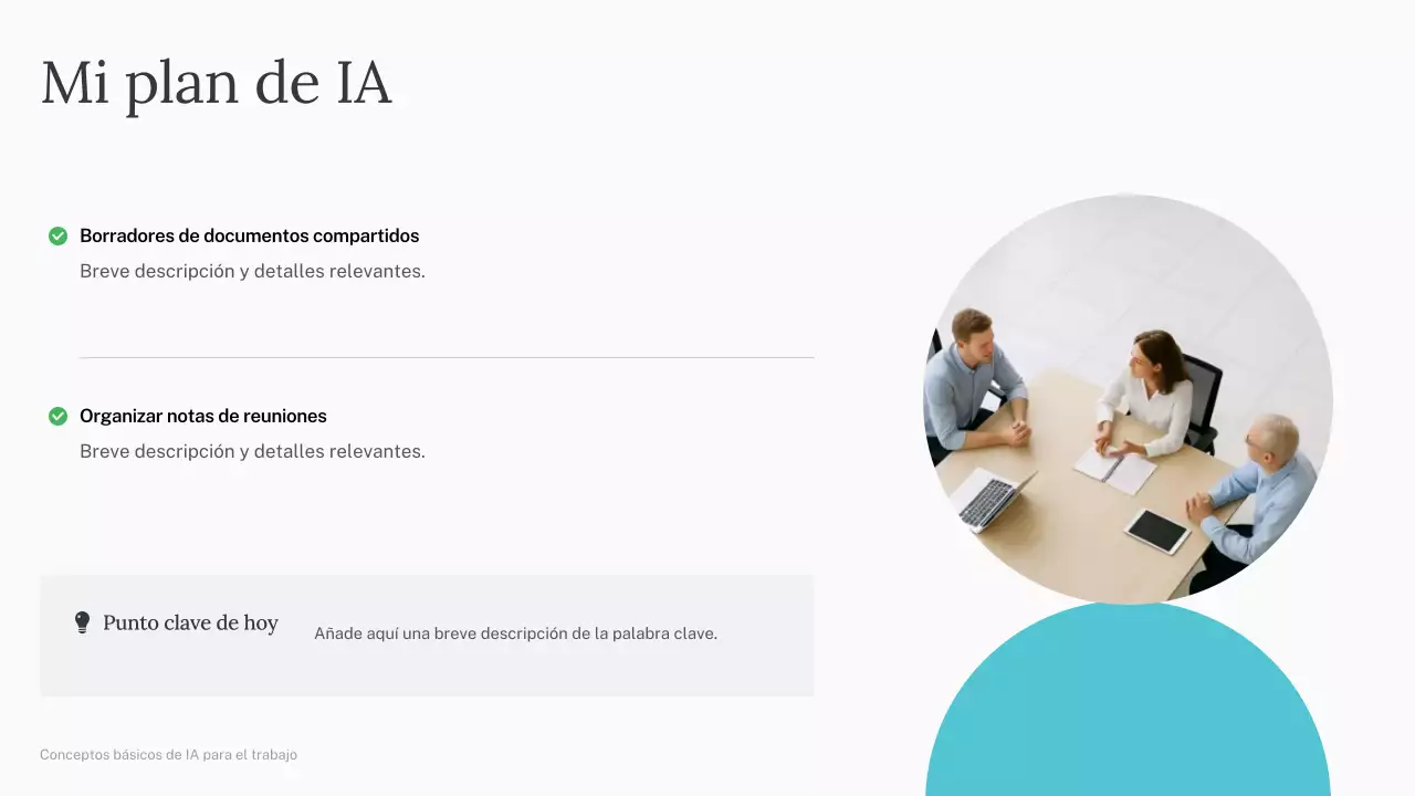 Presentación del curso de IA simple de Green and Blue