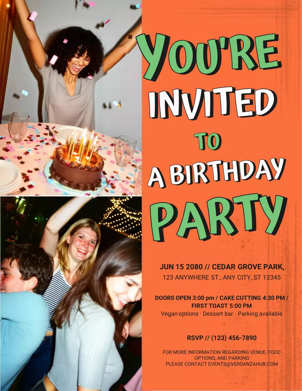 Poster Undangan Ulang Tahun Retro Oranye