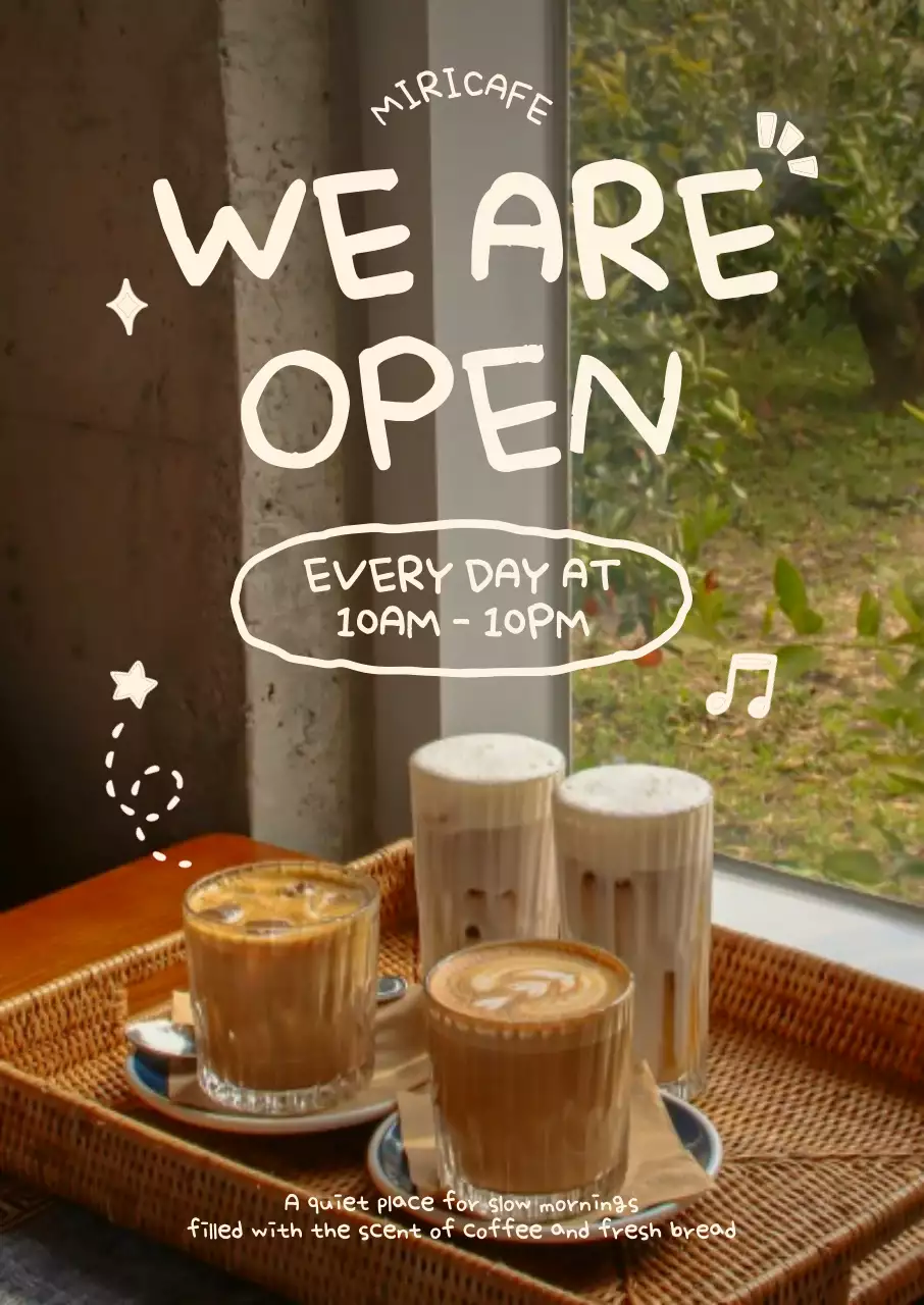 갈색 모던 카페 오픈