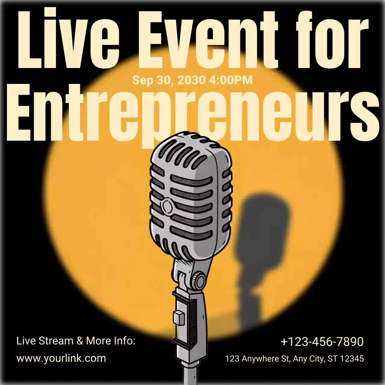 pengumuman kewirausahaan retro oranye