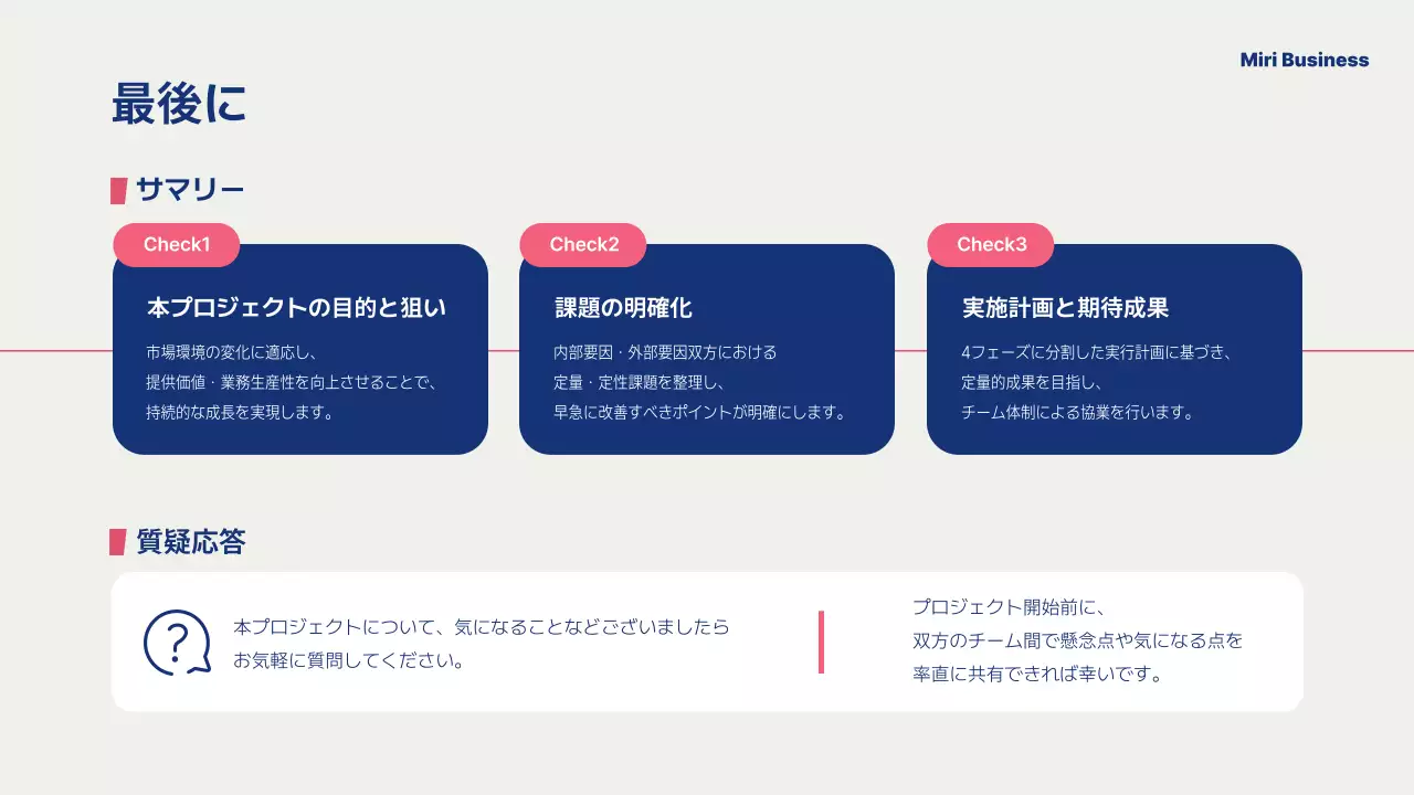 ネイビー モダン ビジネス プレゼンテーション