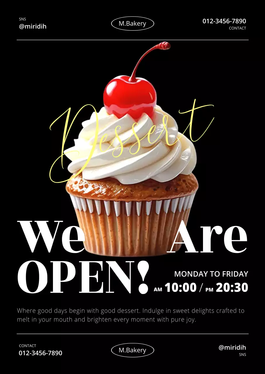 검정 모던 디저트 오픈