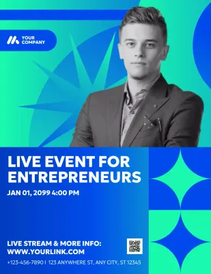 Pengumuman bisnis profesional berwarna biru