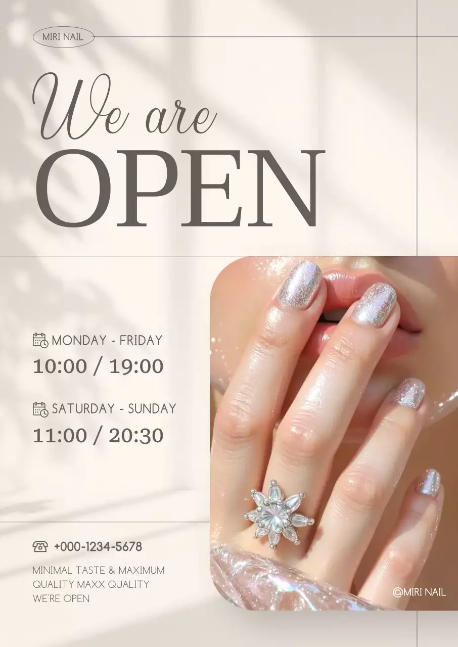 베이지 모던 네일아트 오픈