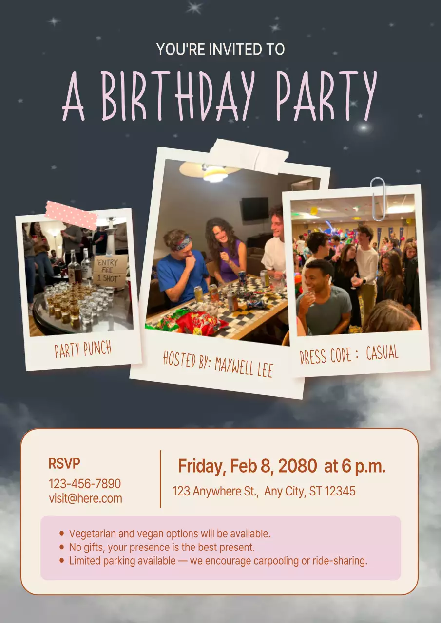 Poster Undangan Ulang Tahun Modern Warna Krem