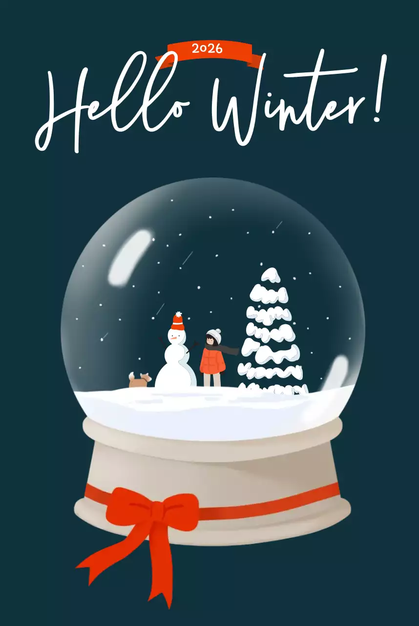 검정 심플 겨울 스노우돔 일러스트