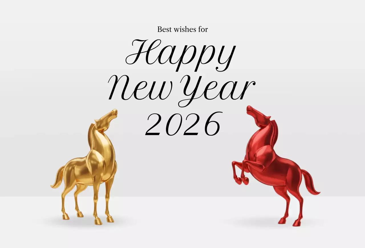 레드 금색 심플 새해 축하 카드