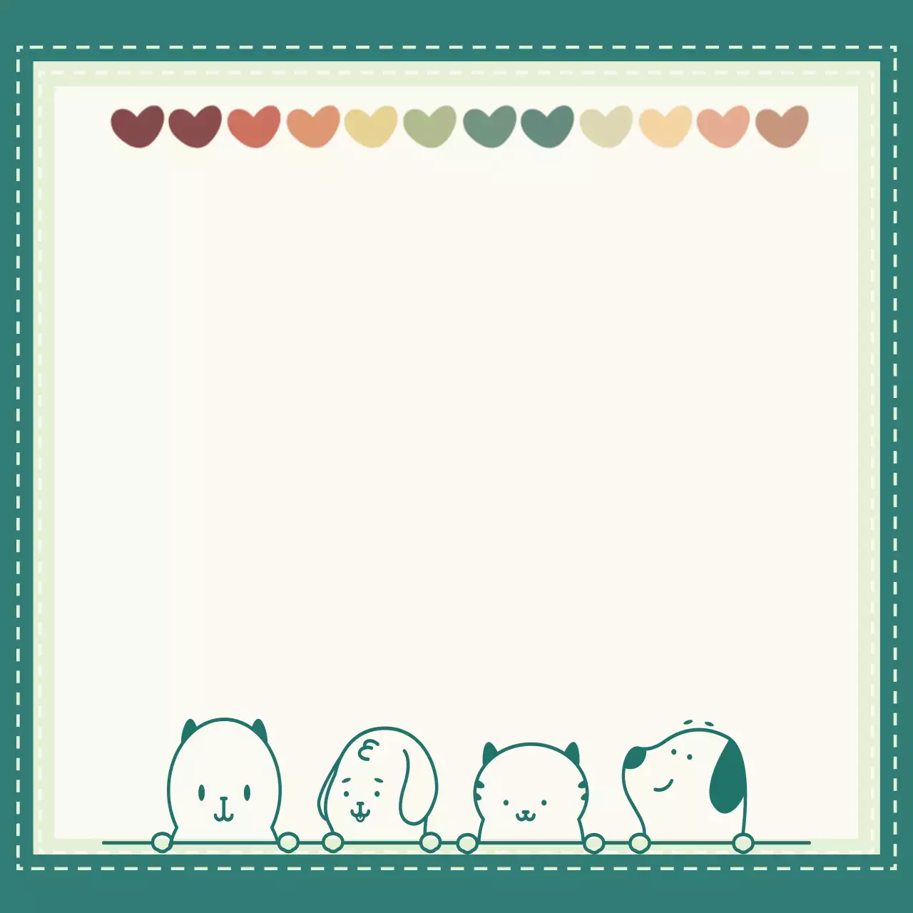 민트 귀여운 하트 동물 프레임