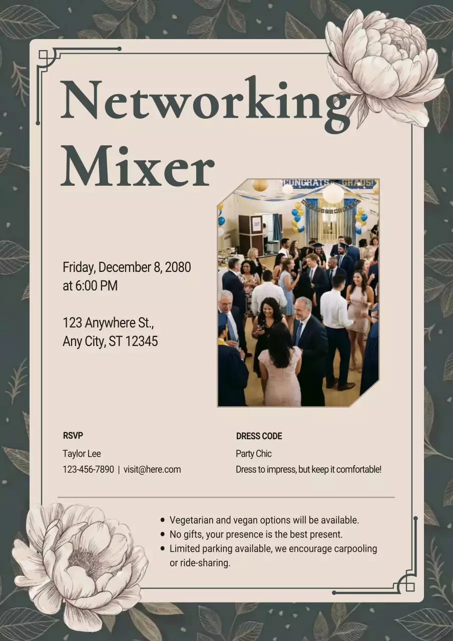 Poster Undangan Koktail Elegan Warna Krem