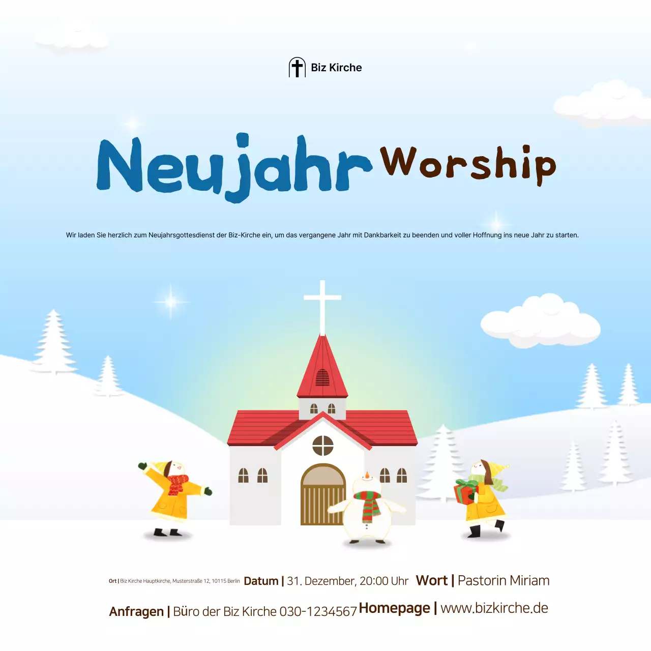 Sky Blue Einfacher Gottesdienstleitfaden