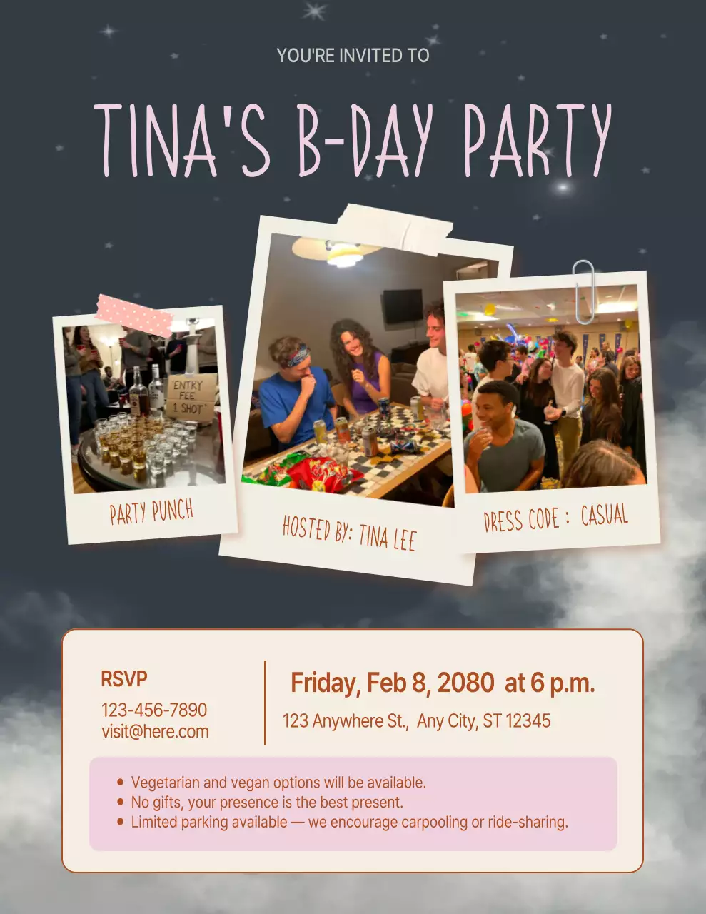 Poster Undangan Ulang Tahun Modern Warna Krem