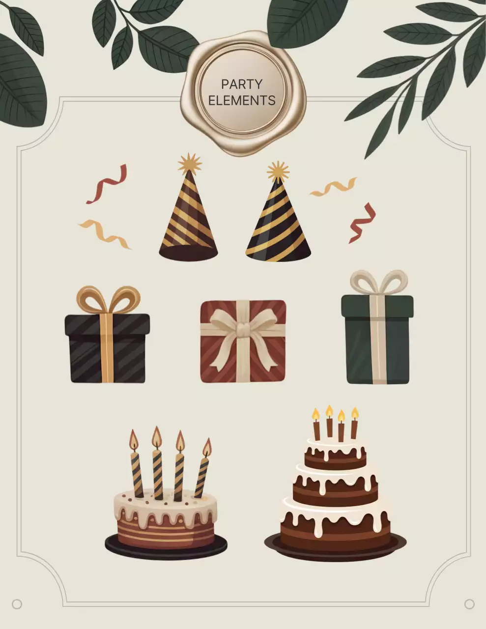 Poster Undangan Ulang Tahun Elegan Warna Krem