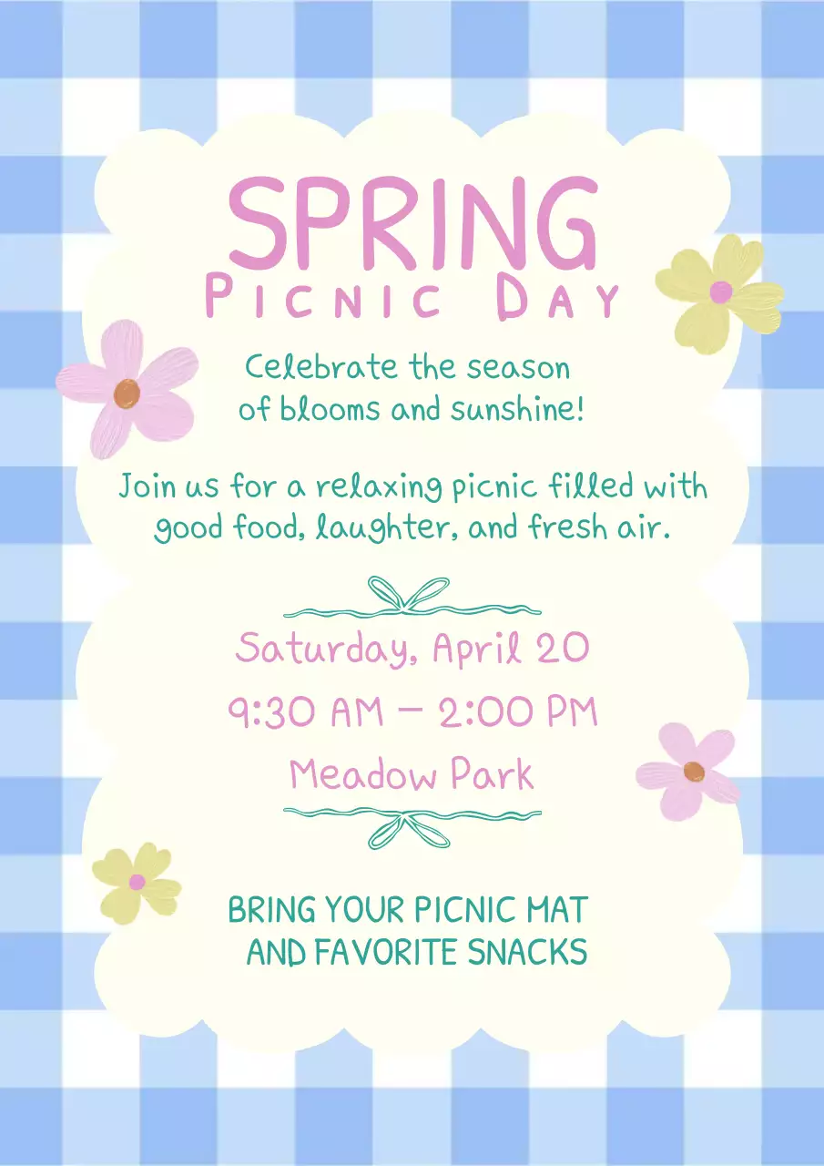 Blue Gingham Spring Activity