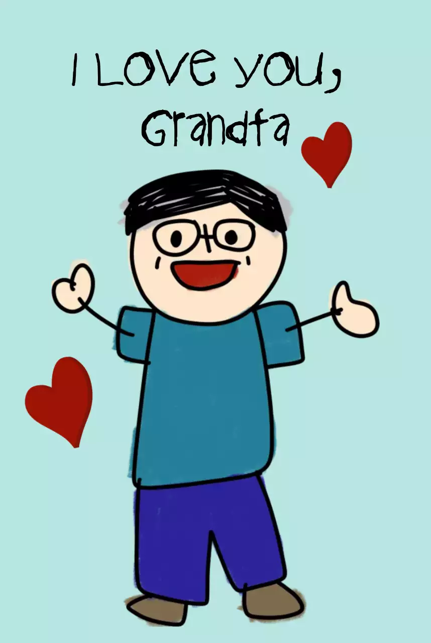 하늘색의 귀여운 할아버지 사랑해요 편지