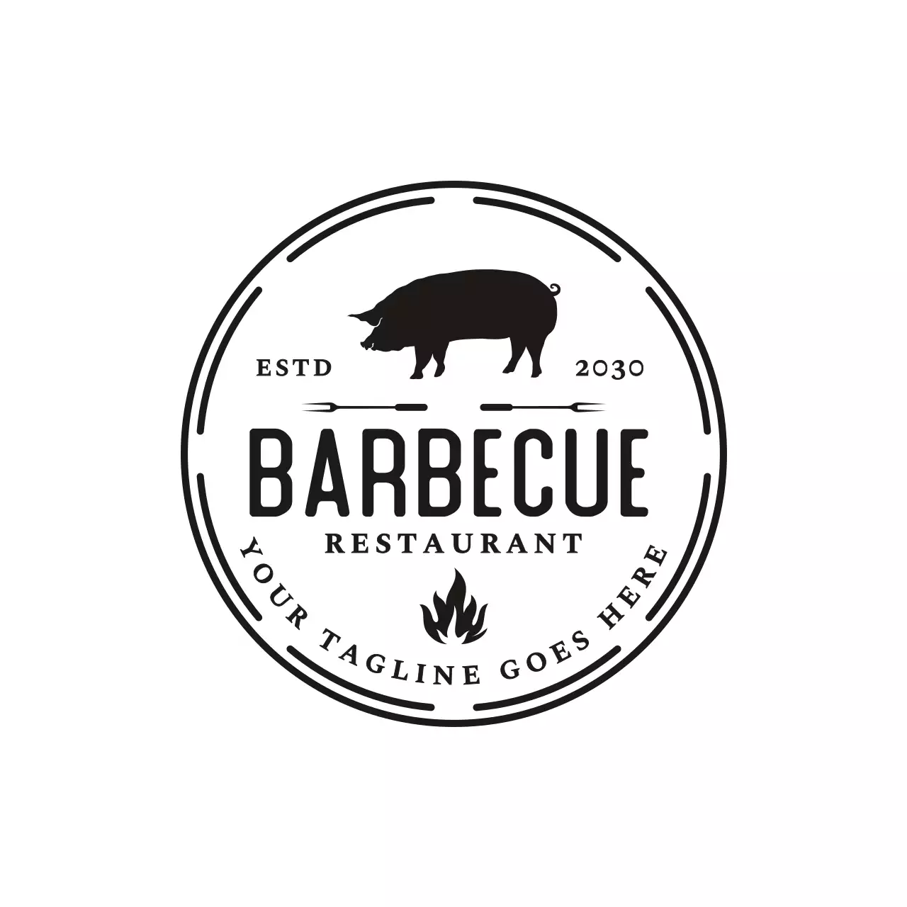 black vintage barbecue for brand identity