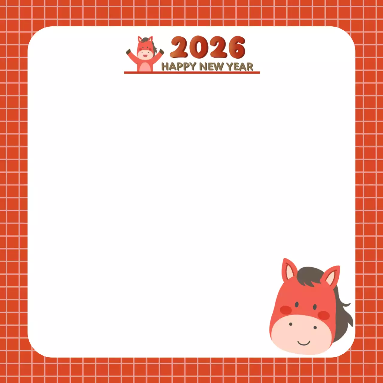 빨강 아기자기한 새해 엽서