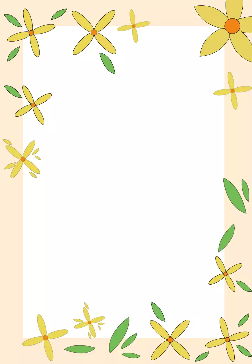 노란색 귀여운 개나리 일러스트