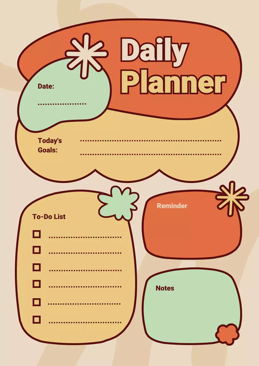 Colorful retro daily planner schedule